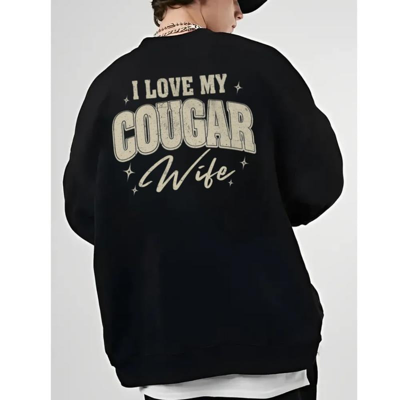 I Love My Cougar Wife Back Sweatshirt, Gift For Husband, Cougar Girlfriend Tee, I Heart Being A Cougar, Valentine Gift,...