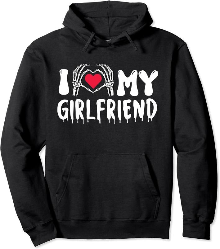 I Love My Girlfriend Halloween Pullover Hoodie | Unisex Hooded Sweatshirt T-Shirts | DripVista.com