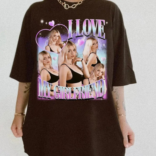 I Love My Girlfriend Shirt Custom Photo, Valentine Gift I Love My Girlfriend Custom Picture, Girlfriend Bootleg Tee Shirt, 90s Bootleg Shirt