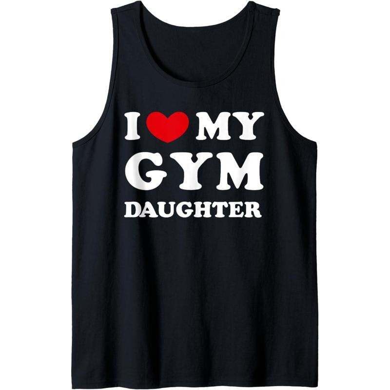 I Love My Gym Daughter, I Heart My Gym Daughter Tank Top T-Shirts, Hoodie, Sweatshirt | DripVista.com