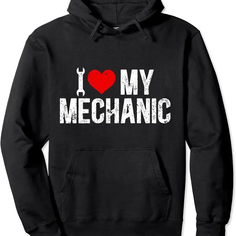 I Love My Mechanic Wife Mechanic's Wife Of A Mechanic Hoodie | Unisex Hooded Sweatshirt T-Shirts | DripVista.com