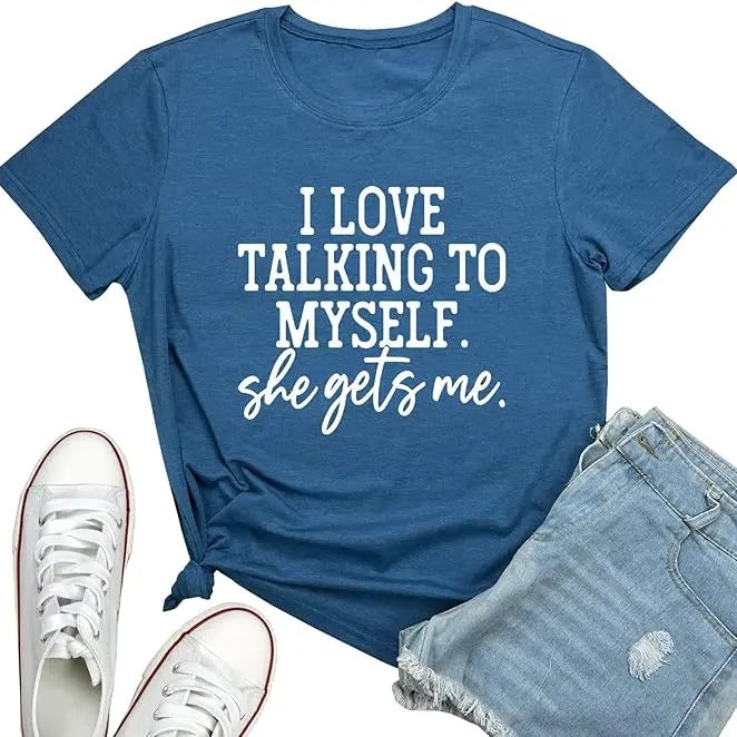 I Love Talking to Myself She Gets me Women Graphic Shirts Cute Tees  T-shirt, sweater and Hoodie Sweatshirt | DripVista.com