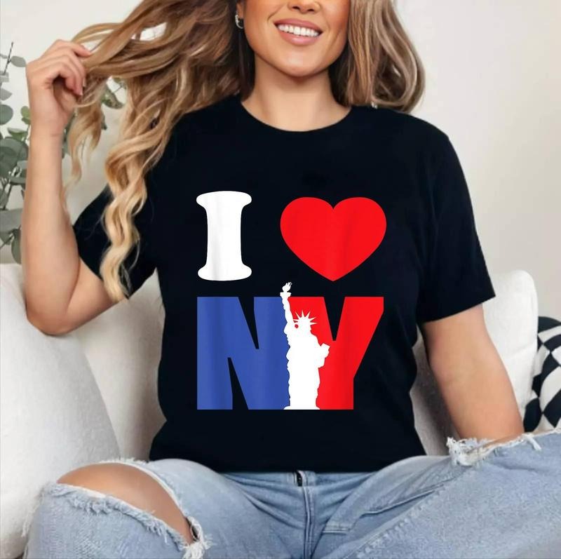 I Love The New York Statue Of Liberty T-Shirt | Cotton 100%, Crewneck, Top Womenswear Hoodie, Sweatshirt | DripVista.com