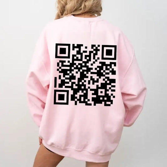 I Love You QR Code Back Side Sweatshirt, QR Code I Love You Valentine's Sweatshirt, Valentines Gifts, Gift For Her, Gift For Him, Classic Clothing