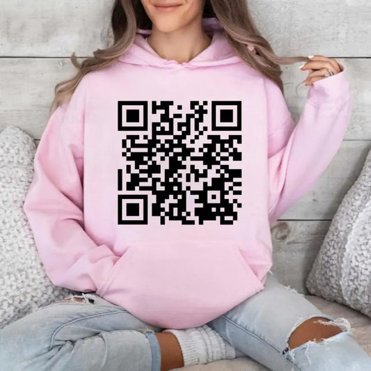 I Love You QR Code Hoodie, QR Code I Love You Valentine's Hoodie, Valentines Gifts, Gift For Her, Gift For Him, Classic Fabric Top Clothing Medium