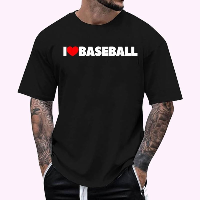 I Love (Heart) Baseball T-Shirt , Unisex Cotton 100%, Top Menswear Hoodie, Sweatshirt | DripVista.com