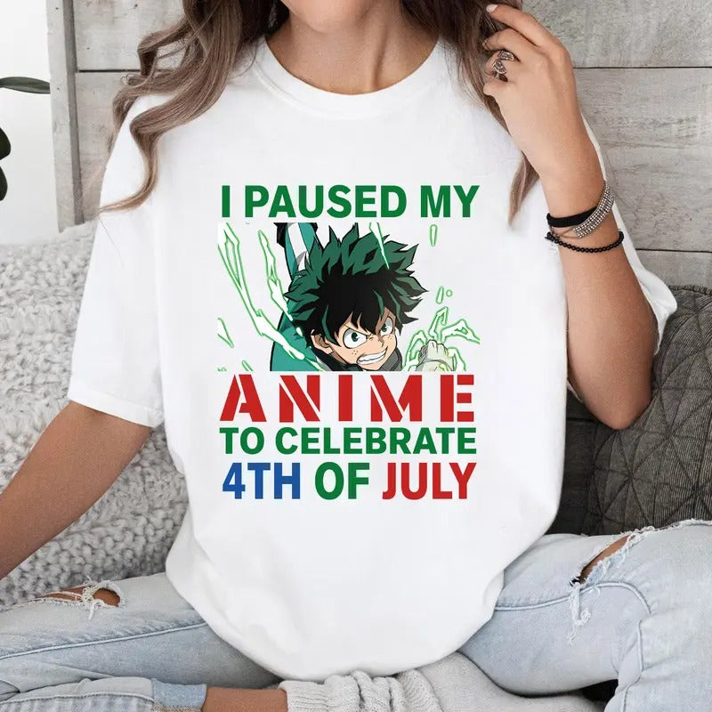 I Paused My Anime To Celebrate 4th Of July Tshirt Crewneck Hoodie Comfort Cotton Sweatshirt | DripVista.com