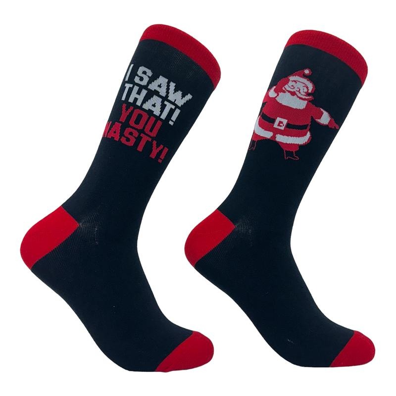 I Saw That You Nasty Socks Funny Xmas Party Santa Claus Sees You Joke Footwear Funny Socks T-Shirts, Hoodie, Sweatshirt