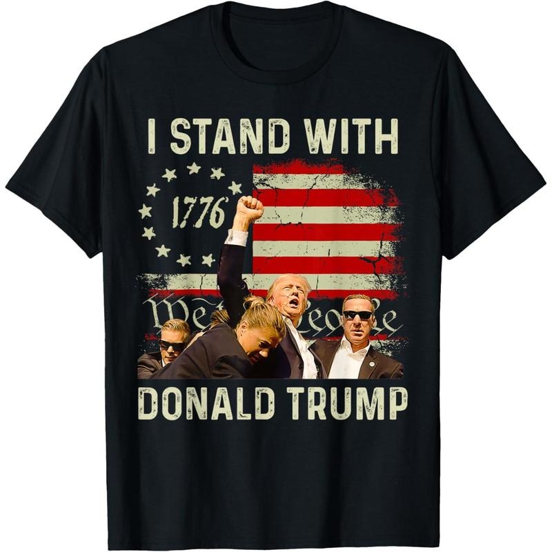 I Stand With Trump Funny Trump 2024 T-Shirt made in usa Hoodie, Sweatshirt | DripVista.com