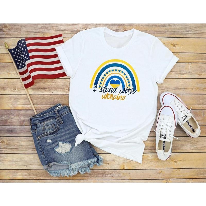 I Stand With Ukraine T-Shirt For Women Or Men, Vintage Rainbow Save Ukraine T-Shirt, Ukrainian Shirt, Support Ukraine...