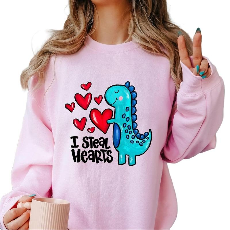 I Steal Hearts Dino Crewneck Sweatshirt T-Shirts, Hoodie | DripVista.com