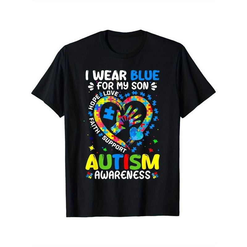 I Wear Blue For My Son Heart Mom Dad Autism Awareness T-Shirt Hoodie, Sweatshirt | DripVista.com
