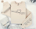 I Wear My Heart On My Sleeve Custom Sweatshirt, Cute Mom Hoodie, Mothers Day Shirt, Children Names On Sleeve, Mom Birthday Sweater, Grandma Gift