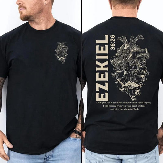 I Will Give You A New Heart And Put A New Spirit Christian T-Shirt Tee Pure Cotton Casual Style Crew Neck Short Sleeve T-Shirt Tops Trendy for Women for Men