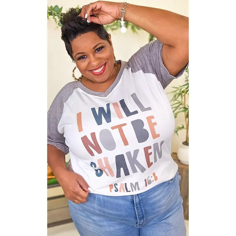 I Will Not Be Shaken Graphic V-Neck T-Shirts, Hoodie, Sweatshirt | DripVista.com