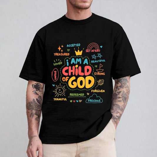 I am a Child of God Christian Tee Pure Cotton Casual Street Style Crew Neck Short Sleeve T-Shirt Tops Trendy For Women For Men, Perfect Gift