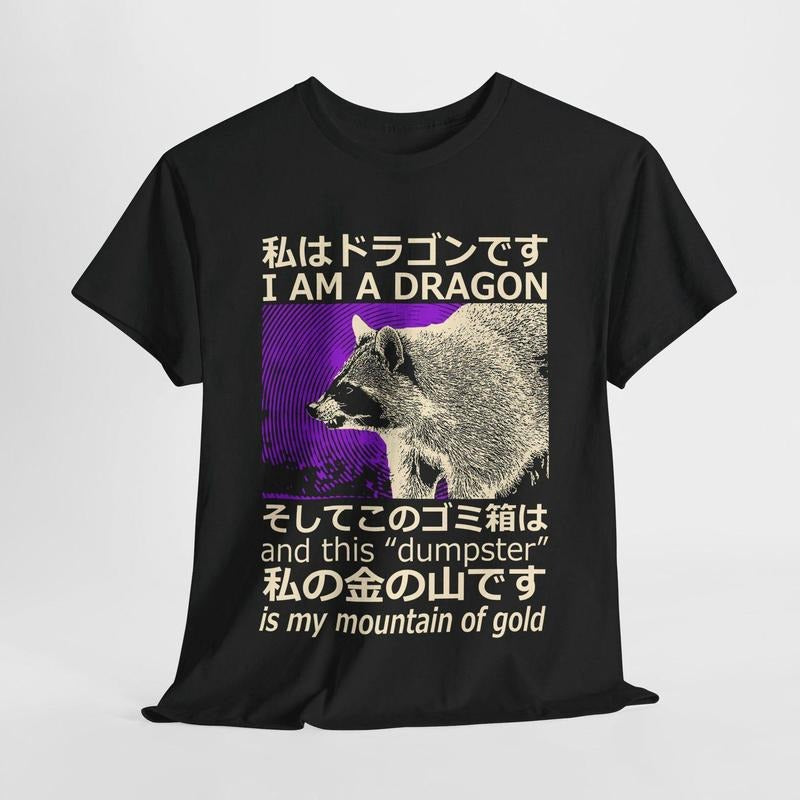 I am a Dragon Raccoon Purple Vintage Japanese T-Shirt Hoodie, Sweatshirt | DripVista.com