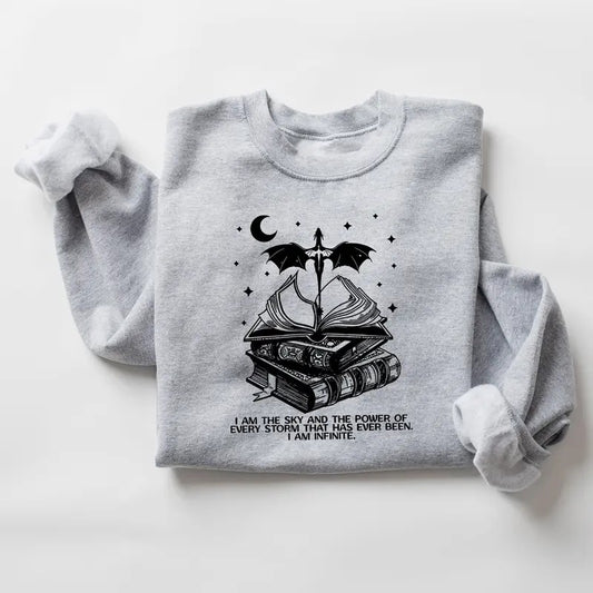 I am the Sky Unisex Cotton Classic Sweatshirt, Vintage Basgiath War College Shirt, Fourth Wing Sweater, Dragon Rider Violet Sorrengail, Bookish Lovers Shirt