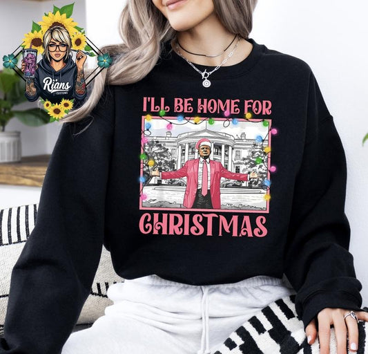 I'll Be Home for Christmas Pinky Unisex Sized Crewneck Casual Comfort