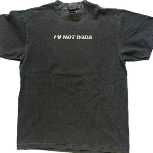 I love Hot Dads t-shirt, Gift For Him, Gift For Her, I love Shirt, I heart shirt, Menswear Crewneck Classic Tee Casual Collar