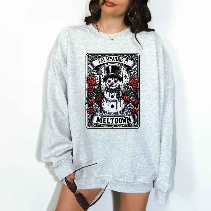 I'm Having a Meltdown - Unisex Crewneck Sweatshirt - Print is Sublimation, Christmas Crewneck, Gift Idea, Relaxed Fit,...