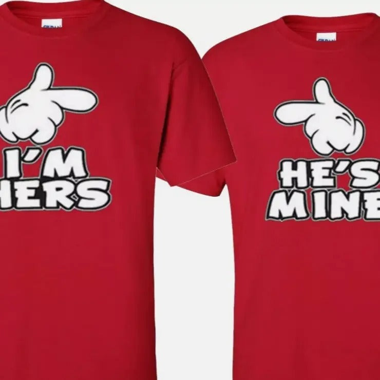 I'm Hers He's Mine Valentine Couple matching funny cute T-Shirts