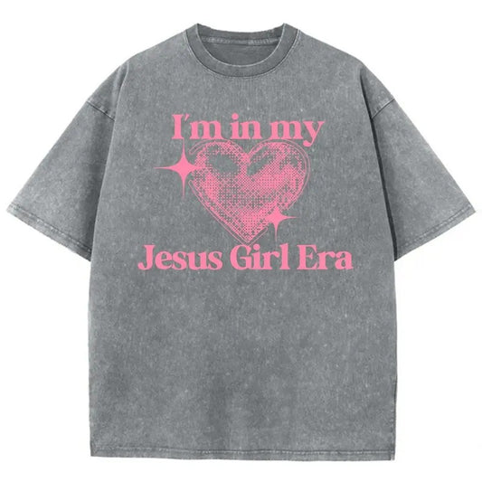 I'm In My Jesus Girl Era Unisex Washed T-Shirt, Christian Jesus  t shirts, Vintage 90s Graphic Tee Gift