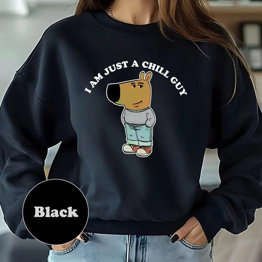 I'm Just A Chill Guy Sweatshirt, TikTok Meme Shirt,Chill Guy Trendy Meme Gift,Funny Viral Dog Cartoon Sweater,Funny Shirt Gift For Boyfriend