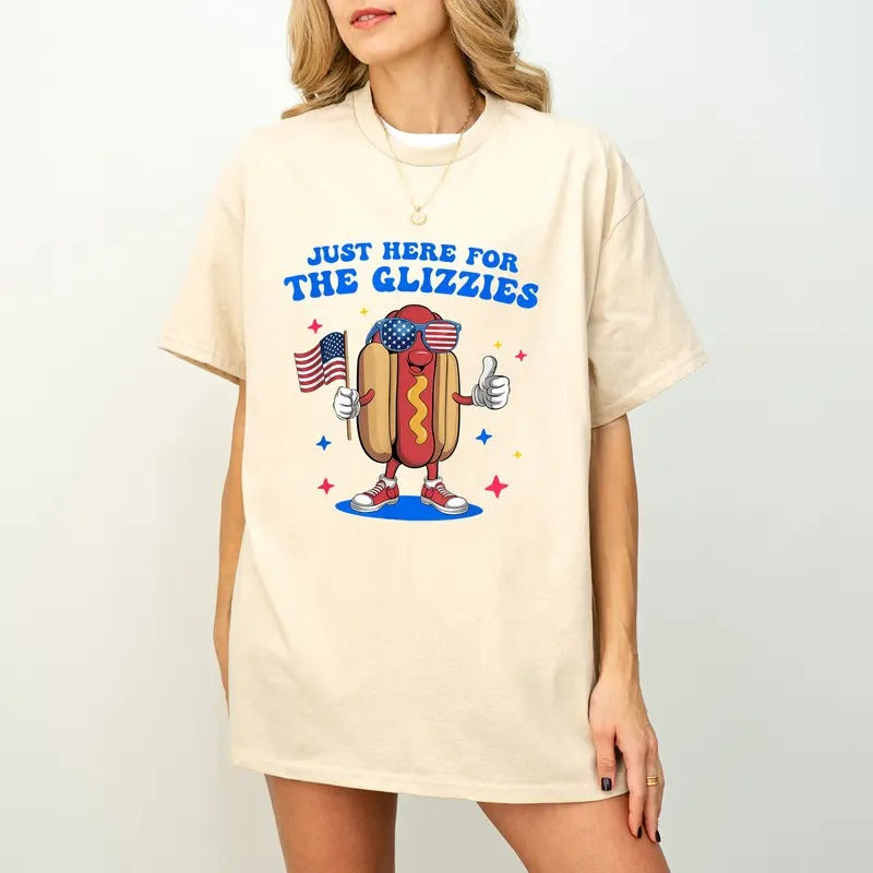 I'm Just Here For The Glizzies Funny Fourth of July Wiener T-Shirt