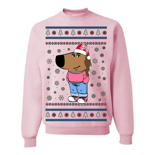 I'm Just a Chill Girl My New Character, Santa Dog Viral Meme Coin CHILLGIRL Funny Internet Memes Unisex Ugly Christmas Sweater