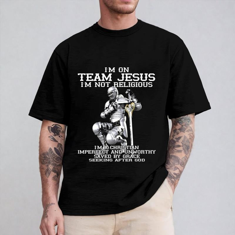 I'm On Team Jesus T-Shirt Casual Style Crew Neck Short Sleeve T-Shirt Tops Trendy for Unisex, Perfect Gift