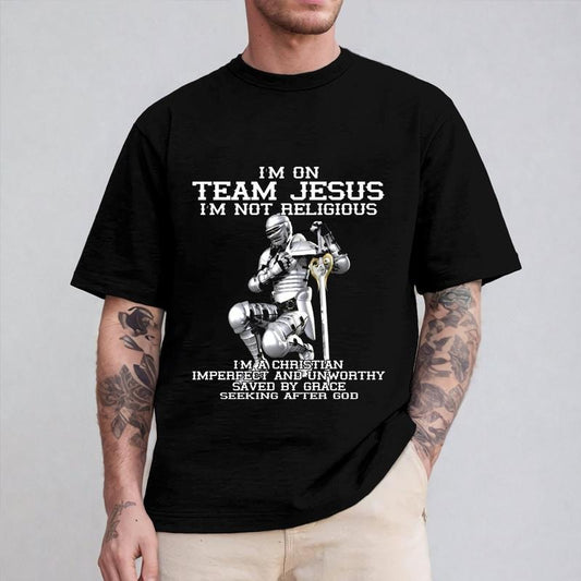 I'm On Team Jesus T-Shirt Casual Style Crew Neck Short Sleeve T-Shirt Tops Trendy for Unisex, Perfect Gift