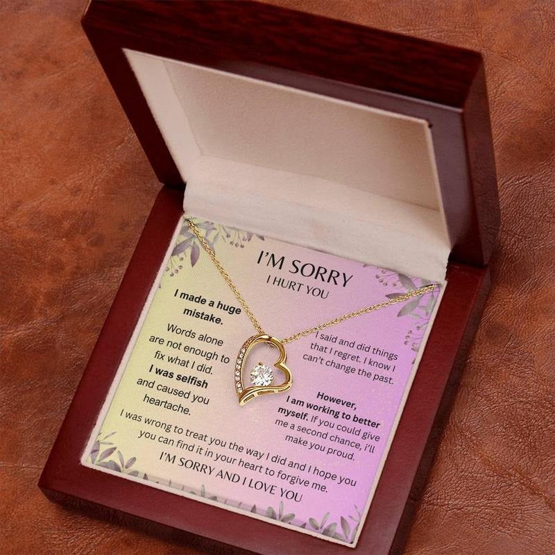 I'm Sorry I Hurt You Apology Necklace, Sorry Messages, Romantic Sorry Gifts, Sorry Gift, Cute Sorry Gift, Apology Messages , Necklace With Message Card, Gift For Wife Women, Birthstone Jewelry, Necklace With Gift Box, Gifts For Birthday Mother's Day