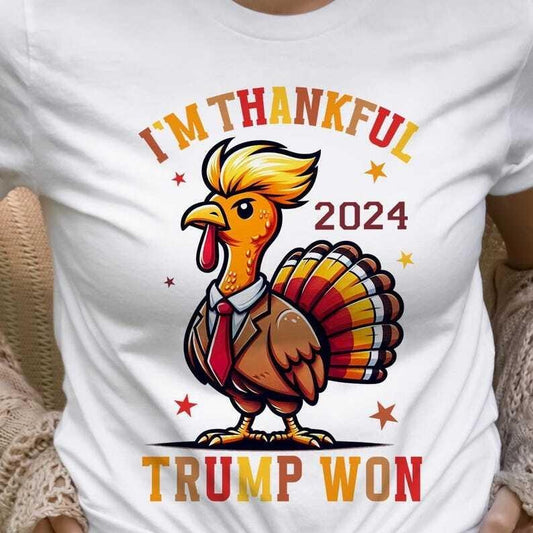 I'm Thankful Trump Won Shirt, Return Celebration Tshirt, They Are Eating Turkey, Funny Donald Trump, Thanksgiving Political Crewneck Cotton style 02