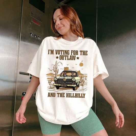 I'm Voting For The Outlaw And The Hillbilly 2024 Shirt, Trump Shirt, Trump 2024, Republican Shirt, Trump Shirt