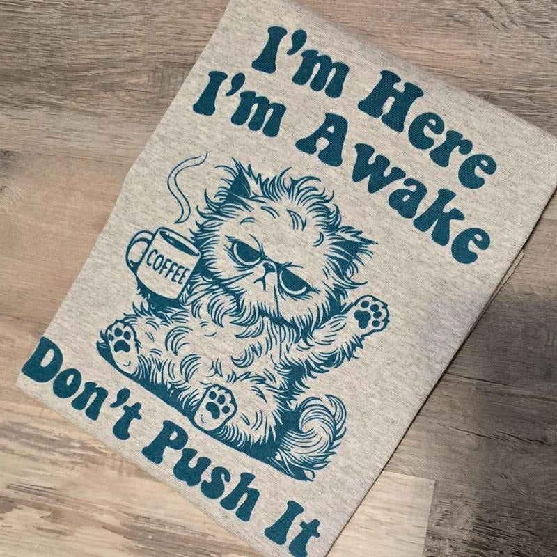 I'm here i'm awake don't push it graphic Tee or Sweatshirt Hoodie | DripVista.com