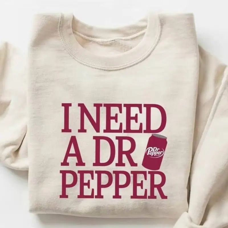 I need a DR PEPPER with red COKE Sweatshirt-  T-Shirt - Fabric, Pullover Hoodie | DripVista.com