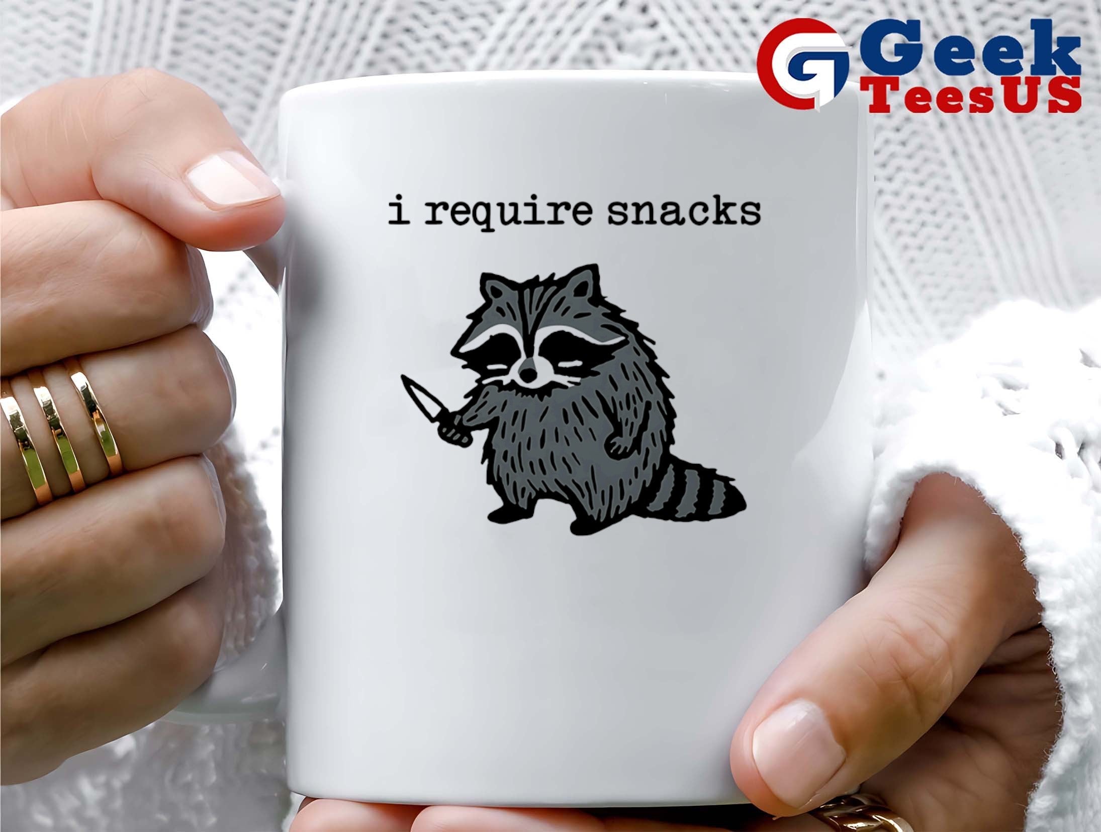 I require snacks Raccoon knife T-shirt