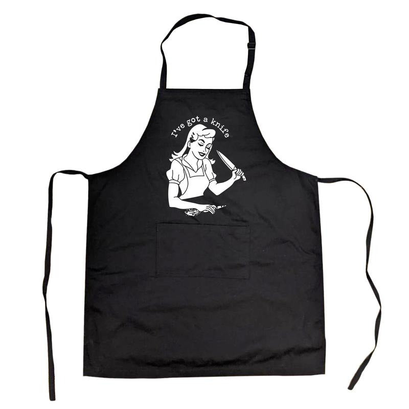 I've Got A Knife Cookout Apron Funny Baking Kitchen Novlety Smock Funny Aprons Mother's Day Apron Funny Food Cover...