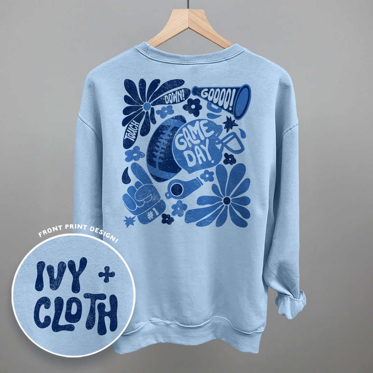 Floral Game Day Blue (Back Print)