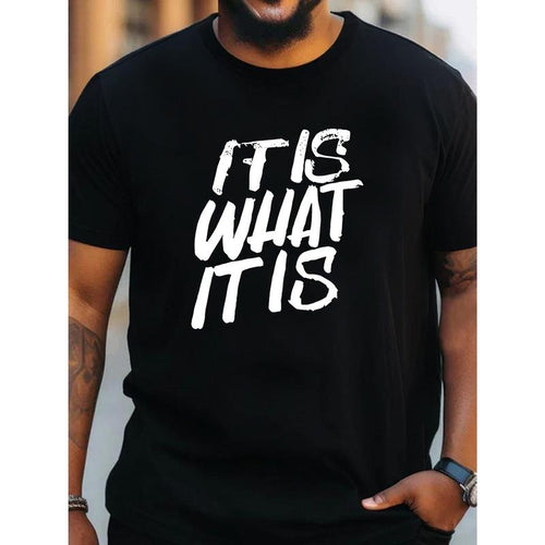 "IF IS WHAT IT IS" Printed Casual T-shirt, Breathable short sleeve loose sports T-shirt Large & high summer clothing,...