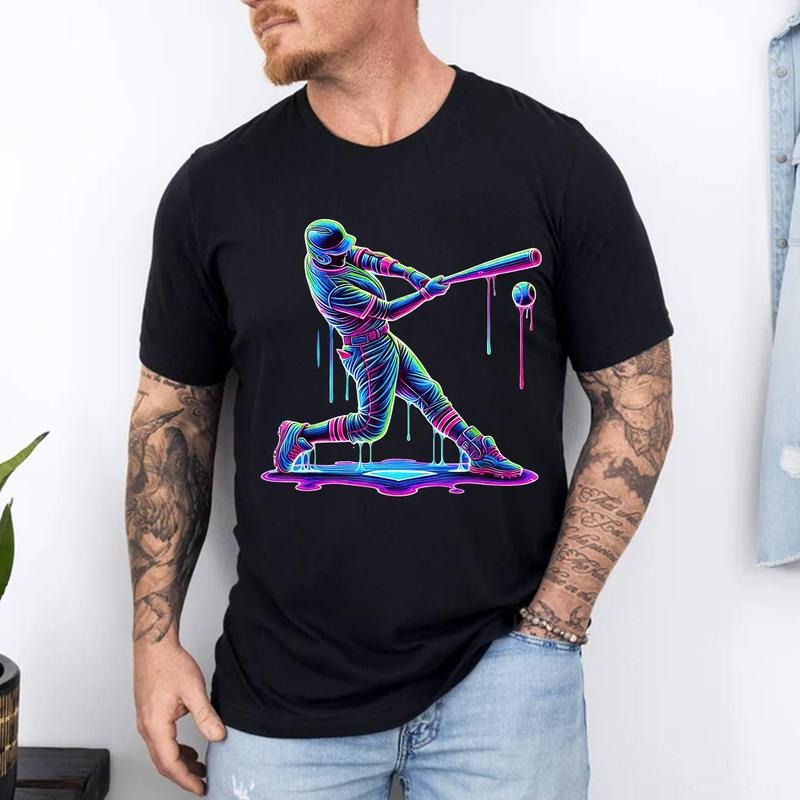 Ice Cream Drip Baseball Bat Baseball Player T-Shirt | 100% Cotton Tee, Top Menswear Hoodie, Sweatshirt | DripVista.com
