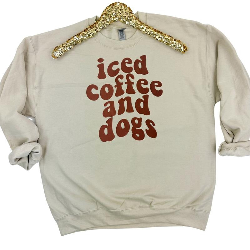 Iced Coffee & Dogs Gildan Sweatshirt T-Shirts, Hoodie | DripVista.com
