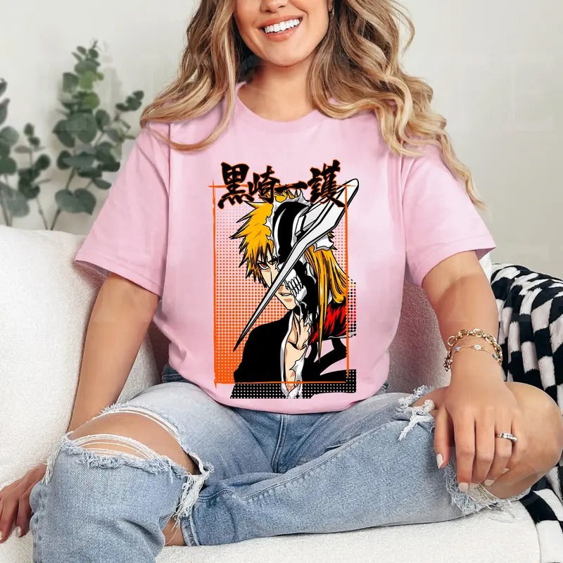 Ichigo Bleach Bankai Anime Tshirt Crewneck Hoodie Comfort Cotton Sweatshirt | DripVista.com