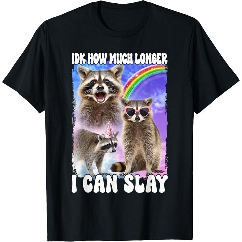 Idk How Much Longer I Can Slay Raccoon T-Shirt made in usa Hoodie, Sweatshirt | DripVista.com