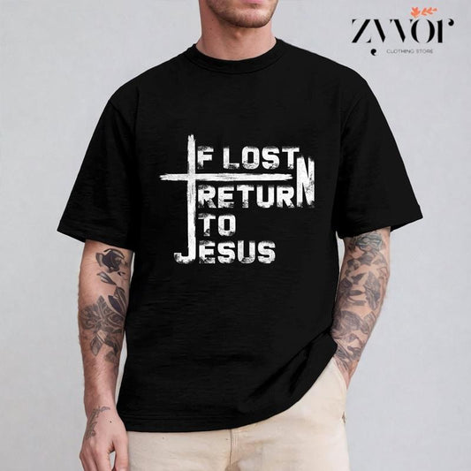 If Lost Return to Jesus T-Shirt Casual Style Crew Neck Short Sleeve T-Shirt Tops Trendy for Unisex, Perfect Gift