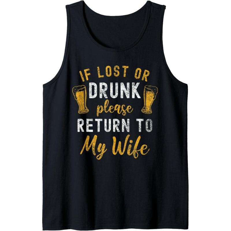 If Lost or Drunk Return To Wife Couples Funny Drinking Tank Top made in usa T-Shirts, Hoodie, Sweatshirt | DripVista.com