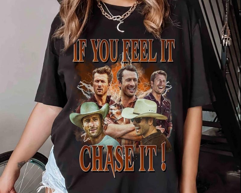 If You Feel It Chase It Glen Powell Shirt, Vintage Glen Powell Homage Shirt, Retro Tyler Owens Twisters Shirt, Twisters Movie Shirt, Vintage Graphic Tee