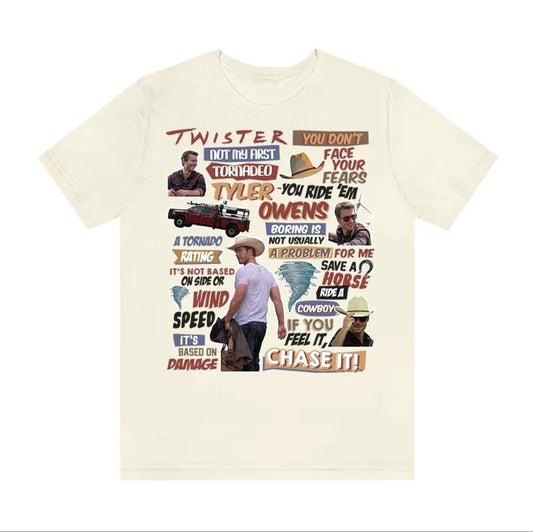 If You Feel It Chase It Tyler Owens Twisters Glen Powell Movie Crewneck Tshirt Lightweight Cotton Womenswear
