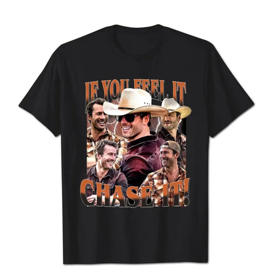 If You Feel It T-Shirt, Chase It T-Shirt, Glen Powell as Tyler Owens Unisex Vintage T-Shirt, Gift For Fan, Gift For Her, Gift For Him